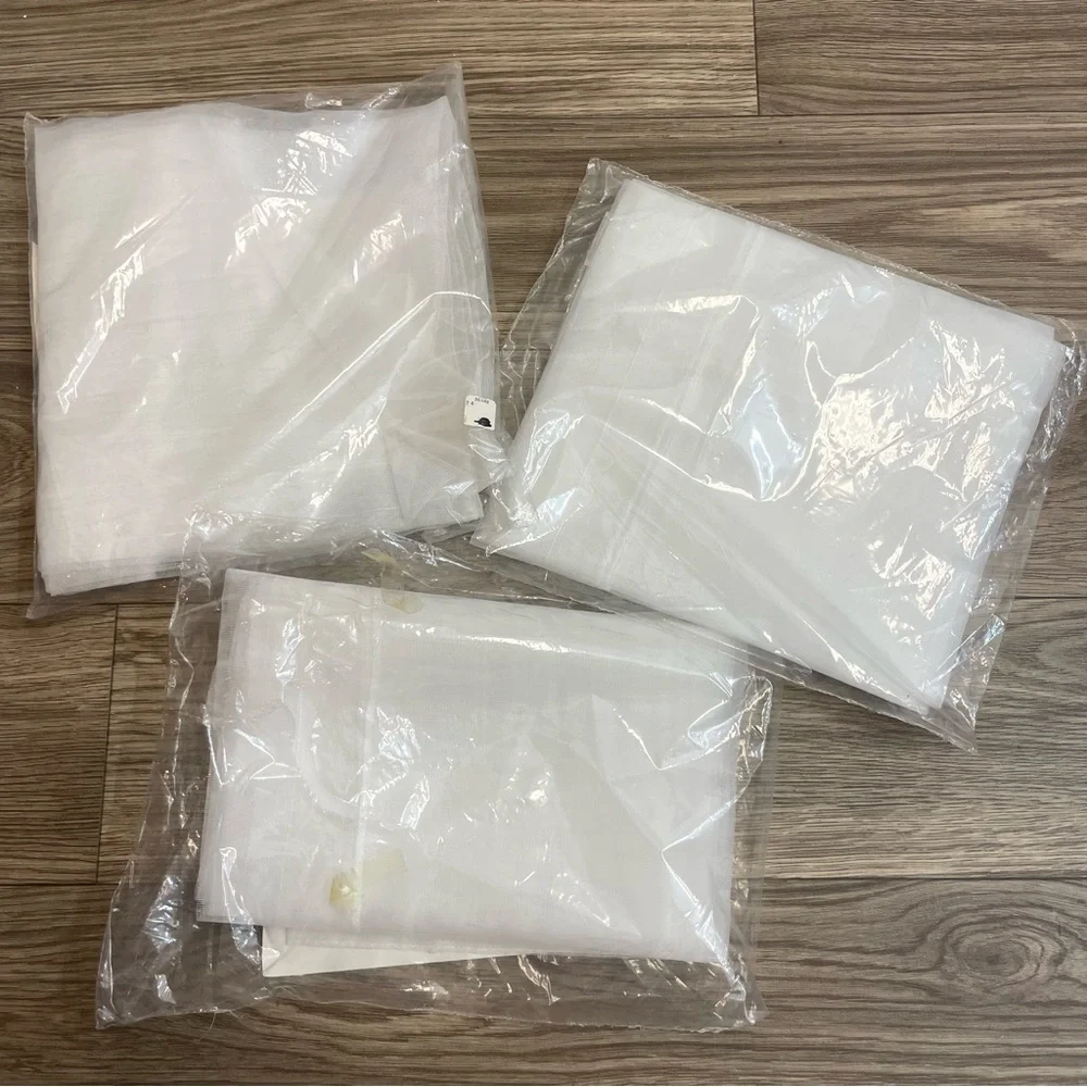 Sears Vintage Entree Sheer White MCM 1970s Tailored Curtain Panels - Set of 3